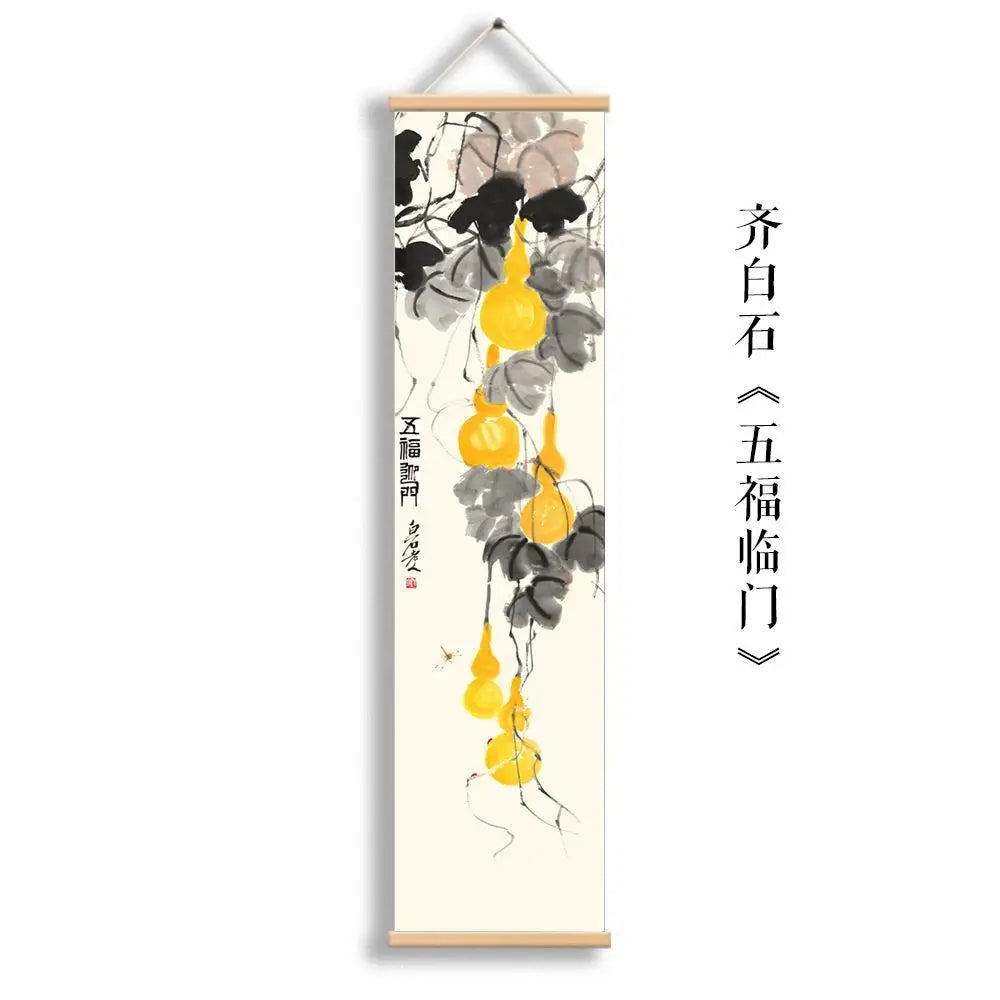 tableau suspendu traditionnel floral oiseaux fleurs fruits branches beige bleu rouge noir violet rose