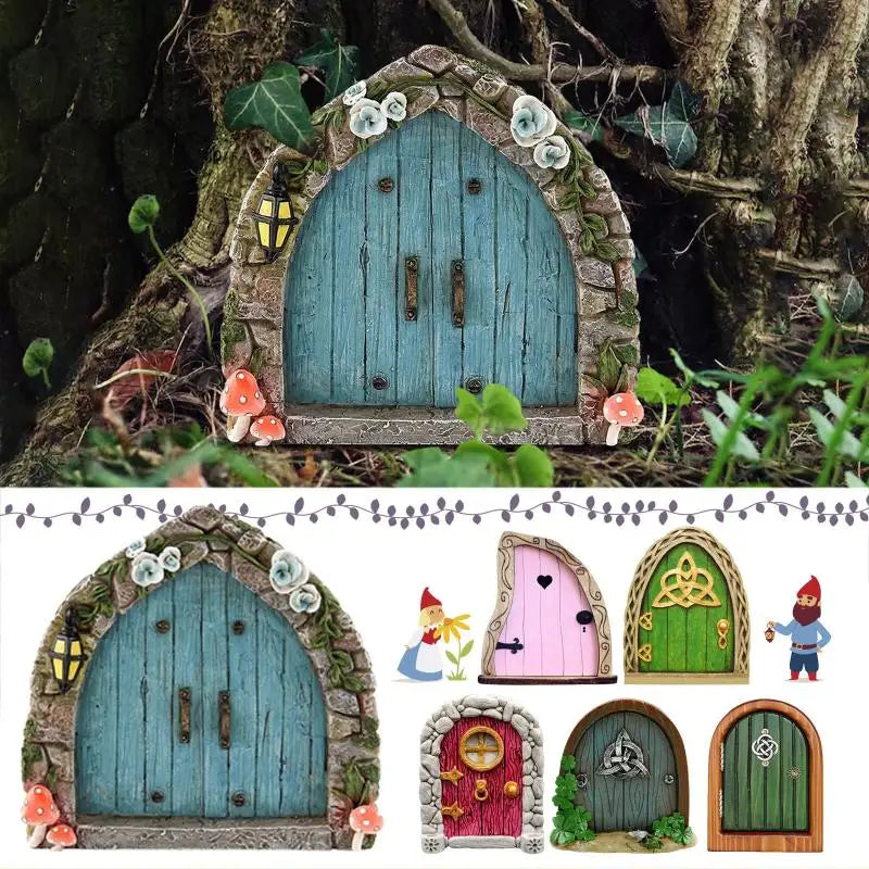 porte miniature artisanale résine couleurs rose bleu rouge motifs floraux trèfle celtique décoratif extérieur