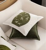 coussins brodés bambou blanc vert olive nordique contemporain décoration maison voiture