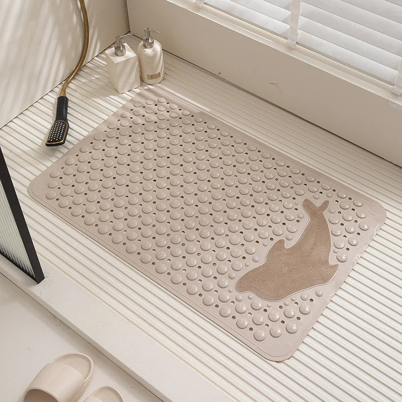tapis bain antidérapant pvc motifs coquillages animaux gris moderne salle bain