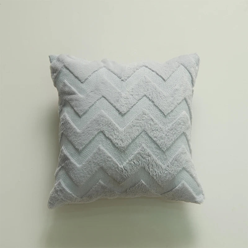 coussin decoratif plush 45x45cm motif zigzag moderne blanc gris rose chambre salon voiture