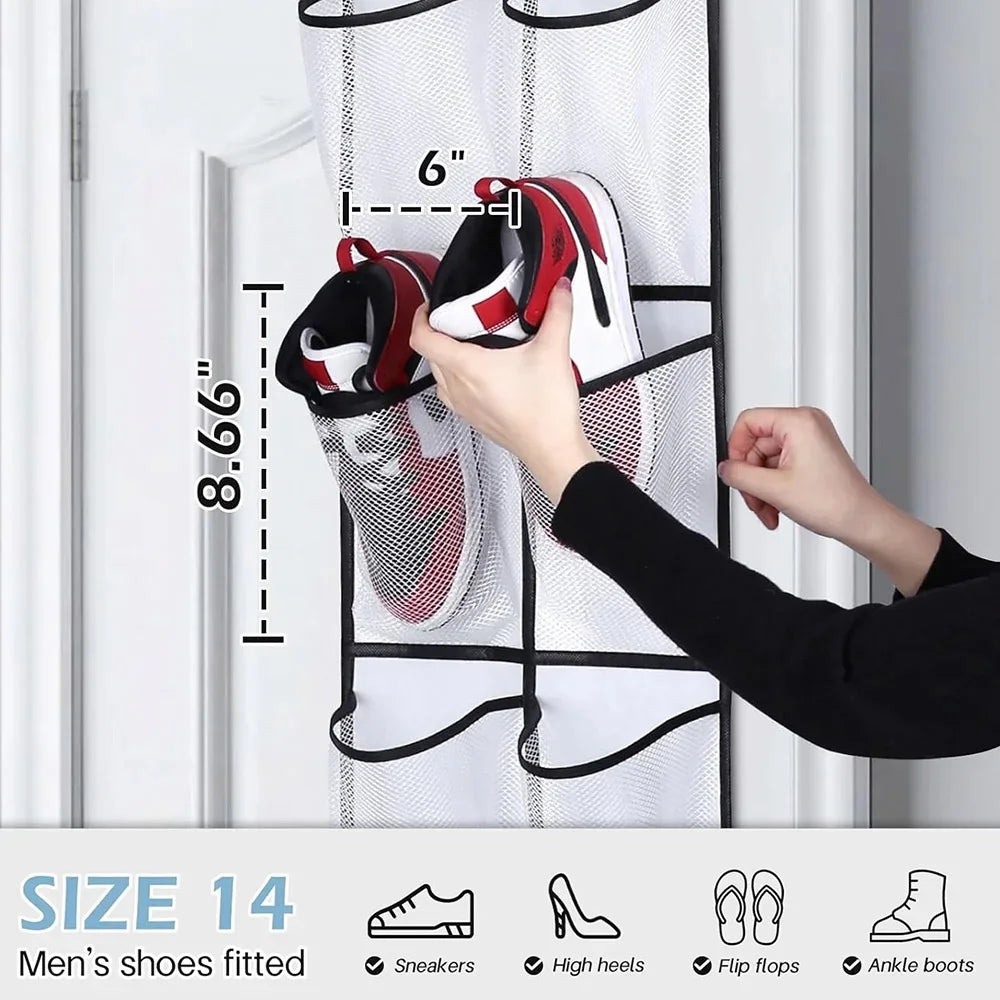 organisateur suspendu chaussures poches transparentes utilitaire rangement porte polyester pliable blanc noir gris