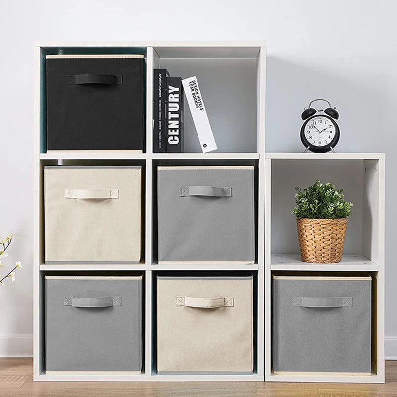 boîtes rangement pliables tissu gris beige moderne poignées amovibles respectueux environnement articles divers rectangle