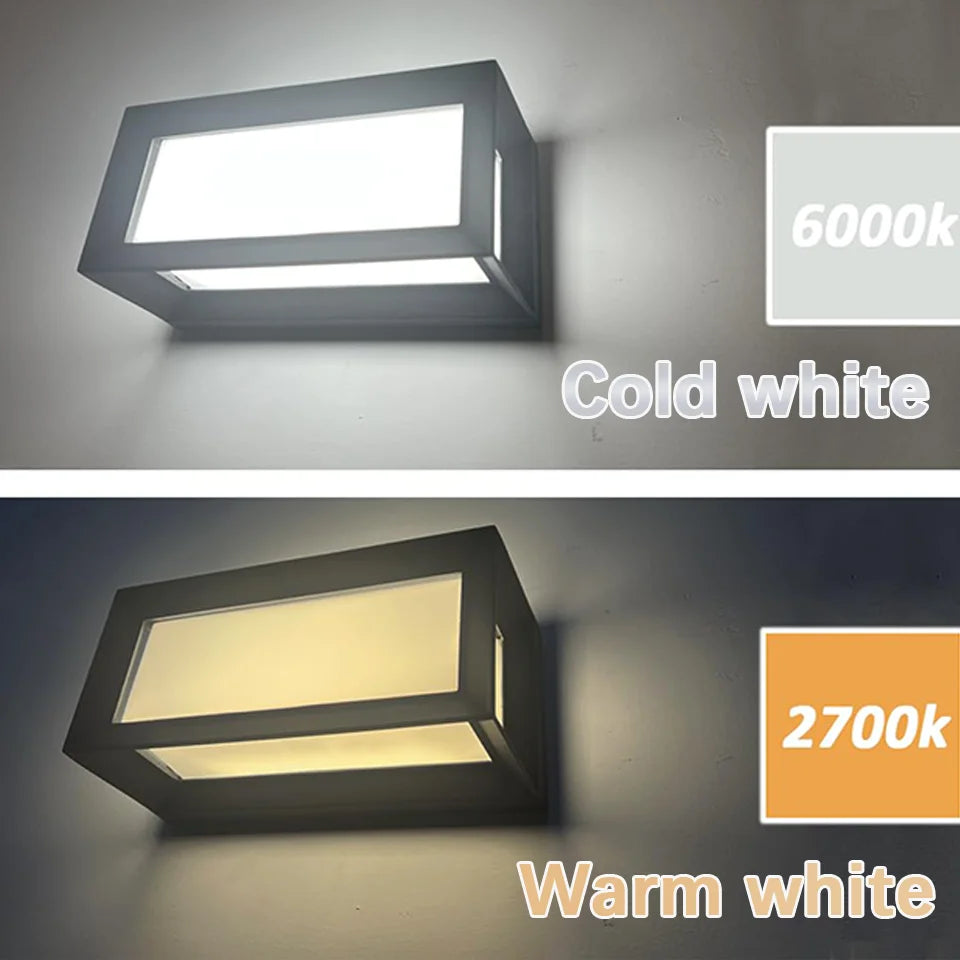 applique murale extérieure led moderne ip55 noir blanc verre transparent sensoriel 6000k 2700k