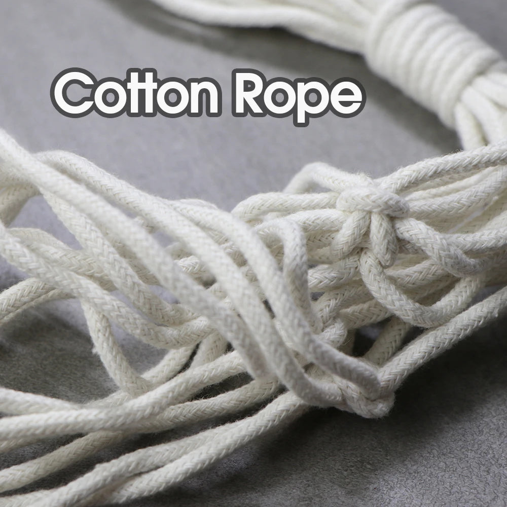 support plante suspendue macramé blanc fait main décoration jardin intérieur boho corde coton