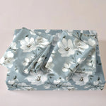 housse couette polyester floral pièces bleu gris blanc moderne chambre coucher lit