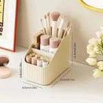 boîte rangement cosmétique beige rayures modernes poignées maquillage soins peau crèmes lotions emballages