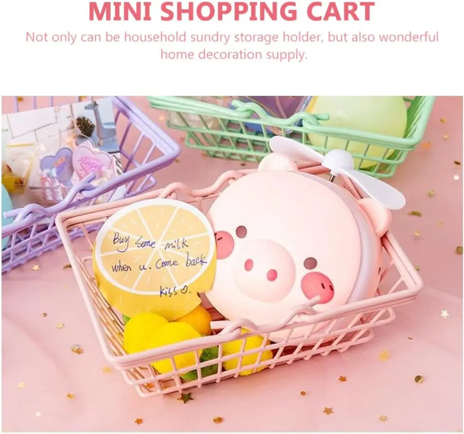 panier rangement rose clair réutilisable fer moderne minimaliste poignées détachables cosmétiques bijoux stockage fille