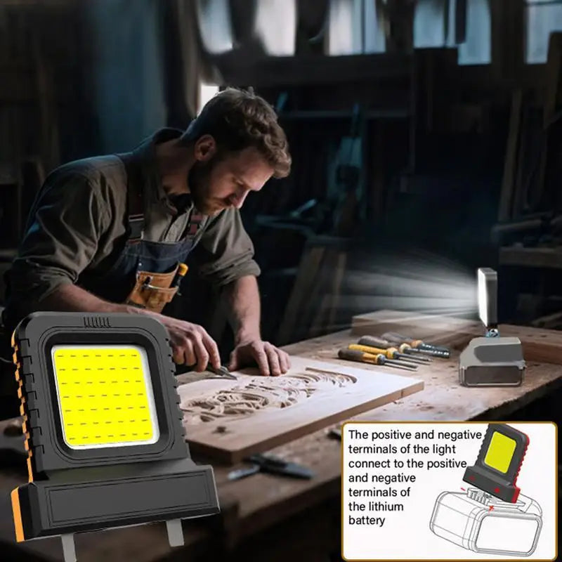 lampe travail led moderne robuste noir orange gris mat rechargeable batterie intégrée tringle fixations