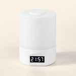 lampe chevet horloge intégrée rechargeable lumière chaude blanc moderne led tactile