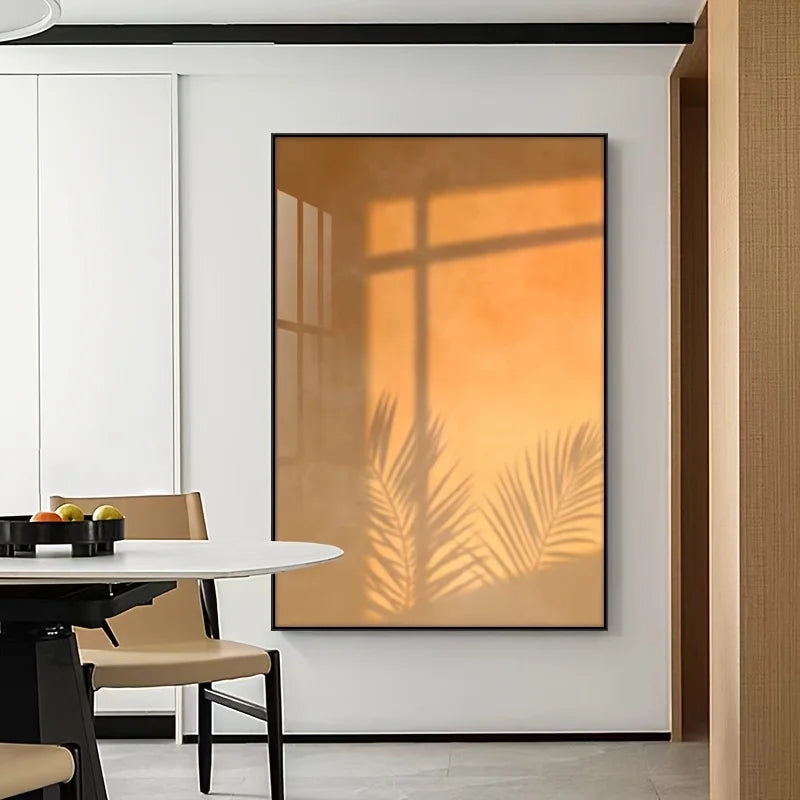 tableau moderne toile feuilles palmier orange beige sans cadre impression abstraite décoration salon chambre
