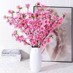Bouquet artificiel fleurs simples rose jaune blanc rouge feuilles vertes moderne vase blanc 65cm