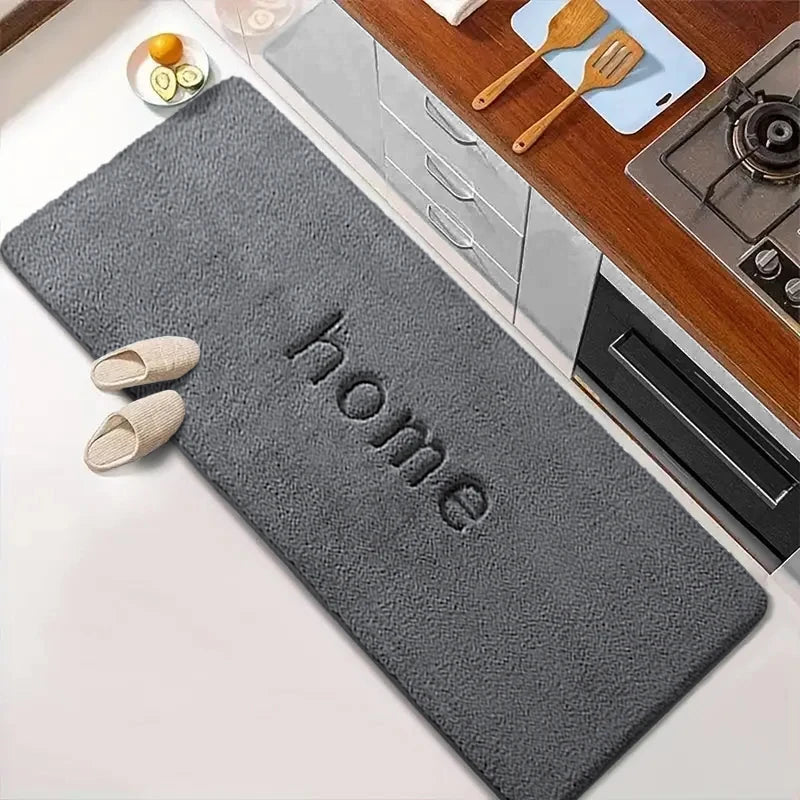 tapis sol intérieur gris motif fleurs modernes antidérapant polyester chambre bain cuisine longueur variée