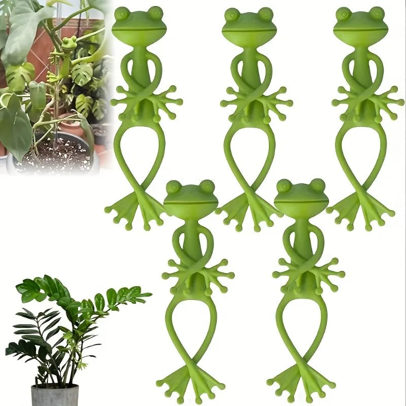 support plante forme grenouille verte mignon adhésif texturé pot succulente decoration jardinière