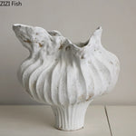 vase moderne porcelaine céramique vert rouge blanc rayures texture rugueuse wabi sabi décoration table