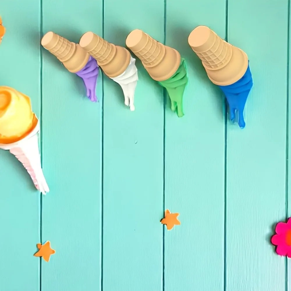 décoration murale cornet glace alvéolée couleurs vives fixation murale chambre enfant ludique
