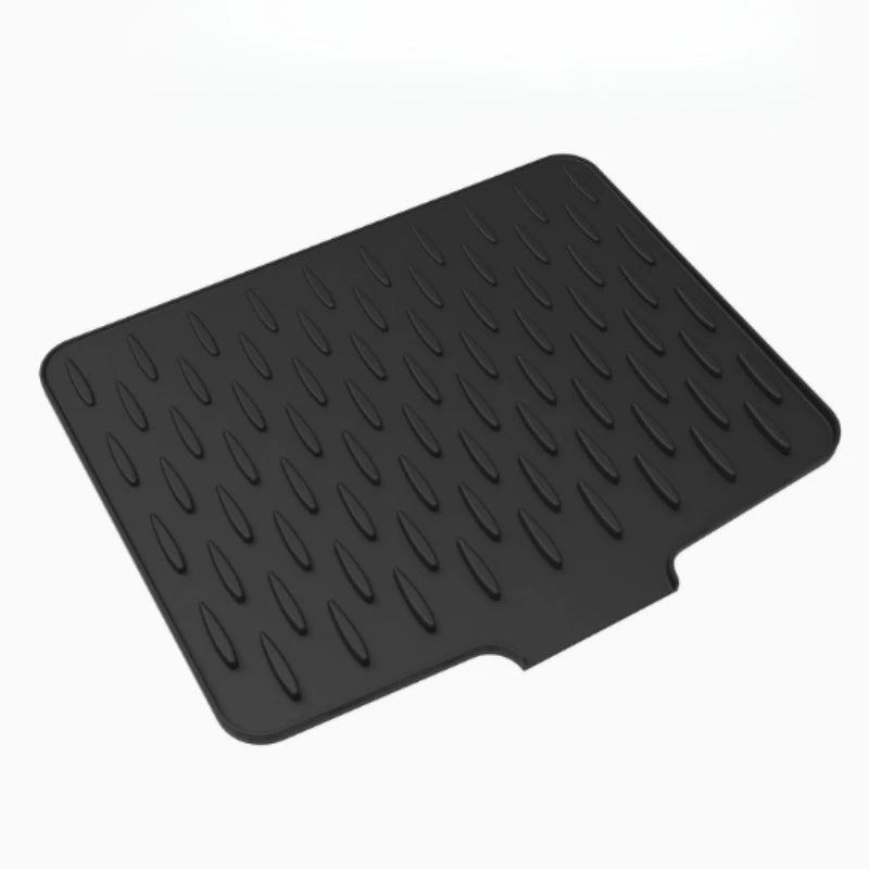 tapis drainage cuisine silicone gris moderne rayures diagonales opaques facile nettoyage drainintégrée gain place