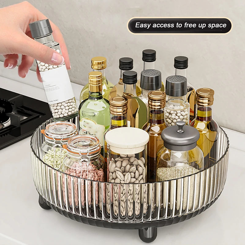 organisateur rotatif moderne pots condiments rangement cuisine boîtes transparentes minimalistes