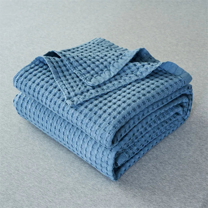 couverture coton carreaux moderne grise bleue blanche portable réactive été lit simple double queen