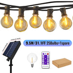 guirlande solaire led imperméable 10m 20ampoules ambrées patio extérieur télécommande étanche