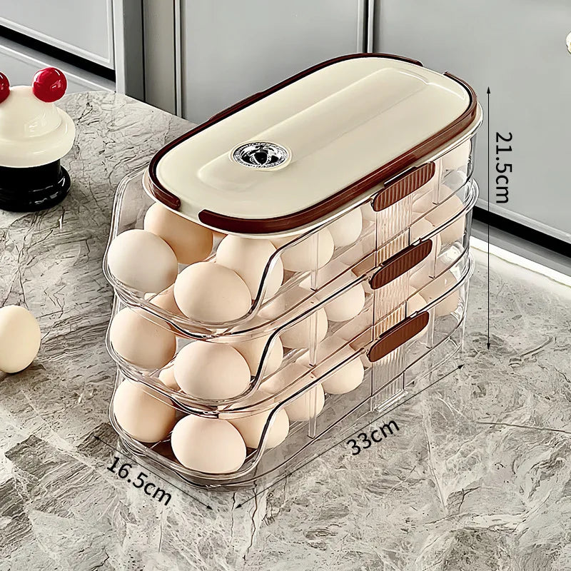 boîte œufs transparente réutilisable poignées couvercle moderne cuisine rangement 31x20cm 45x20cm 65x20cm
