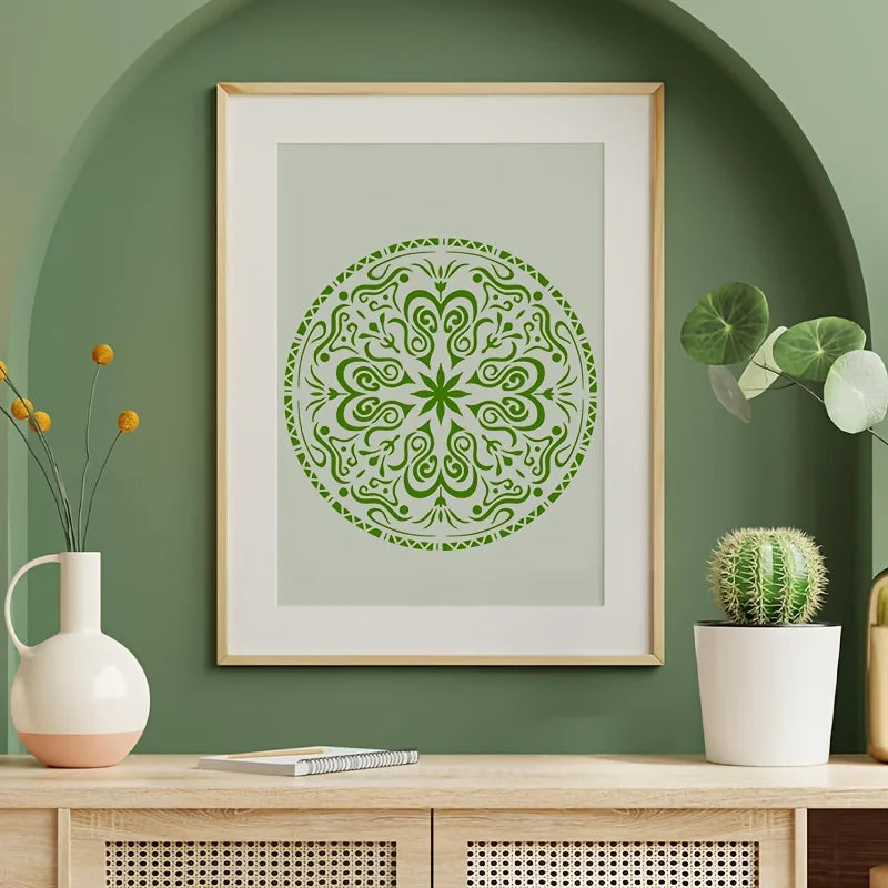 stencils mandala blanc or ornements floraux artisanal élégants peinture bricolage décoration murale bois tissu