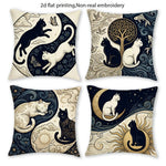 housses coussin imprimées boho chats papillons fleurs moderne 45x45cm respectueux environnement non toxique polyester