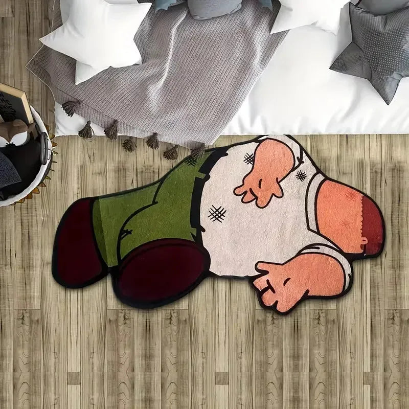 tapis dessin animé antidérapant polyester résistant marron vert bleu rose