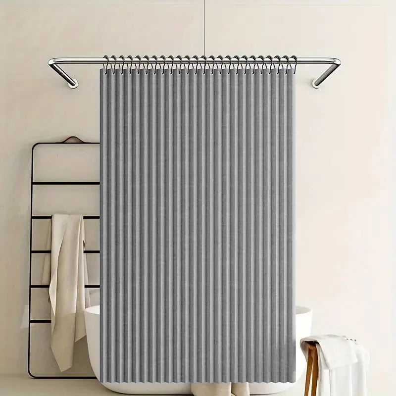 rideau douche gris texturé moderne motif lin ourlet standard respectueux environnement 180x200cm