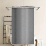 rideau douche gris texturé moderne motif lin ourlet standard respectueux environnement 180x200cm