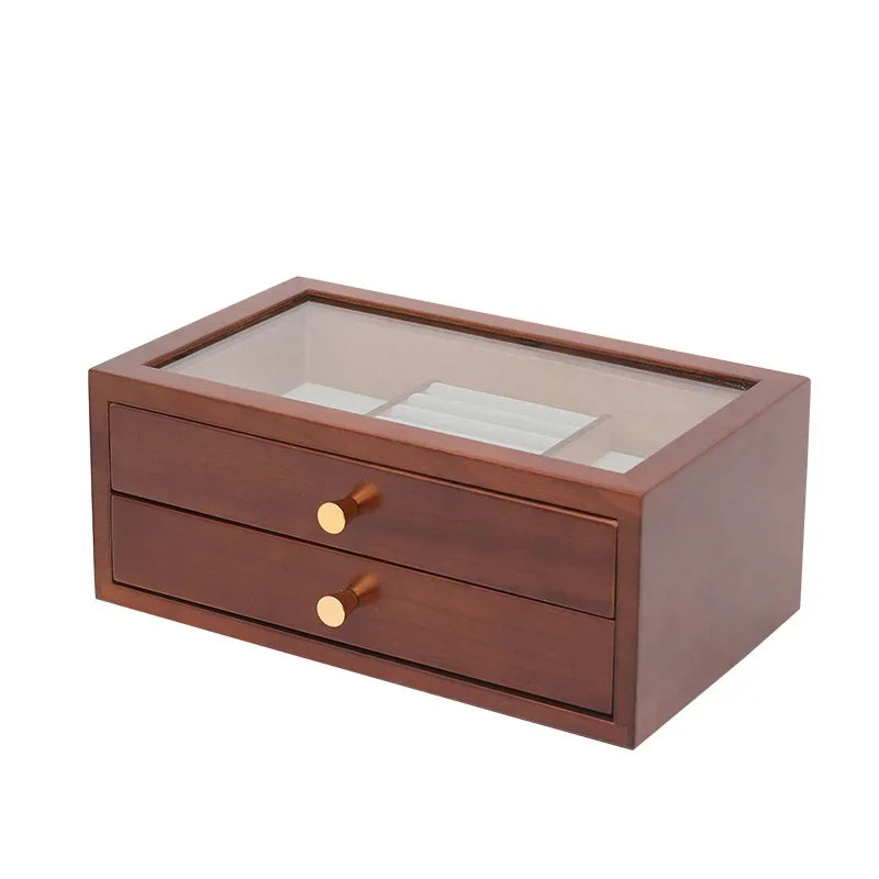 boîte bijoux bois velours transparent classique dorés compartiments organisation vintage