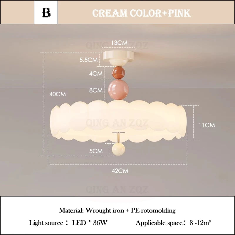 lampe suspendue rose clair nuage texture minimaliste vis fixation base abatjour ampoule led chambre