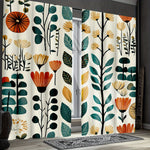 rideau moderne fleurs stylisées beige vert orange jaune noir opaque polyester fenêtre