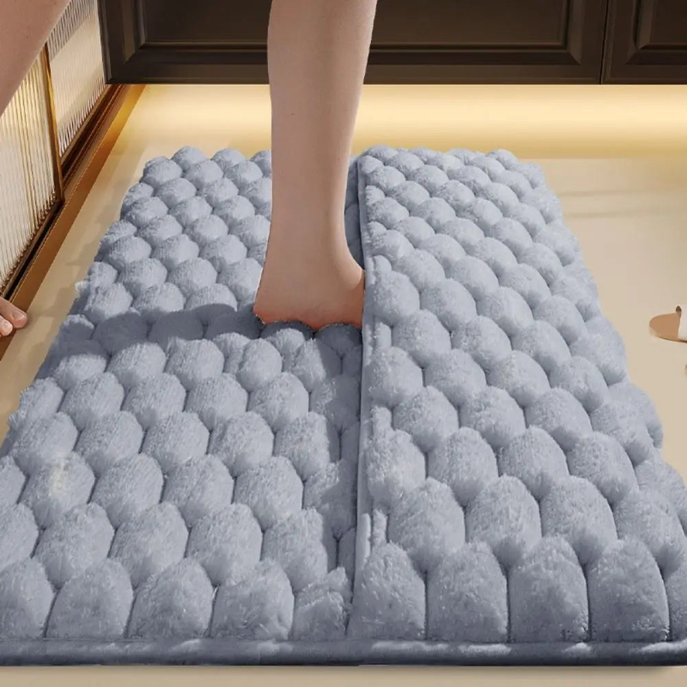 tapis bain microfibre antidérapant absorption eau doux moderne blanc beige gris