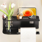 porte serviettes mural adhésif moderne noir serviette tulipes parfum montre smartphone lotion