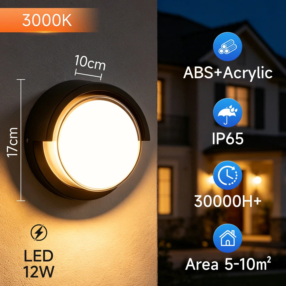 lampe murale led noire moderne éclairage maison ip65 étanche 25w waterproof(vis)