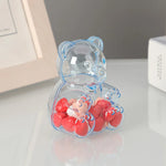 boîtes bonbons ours transparentes rose clair contemporaines mignonnes coeurs rouges blancs oranges mariage snacks