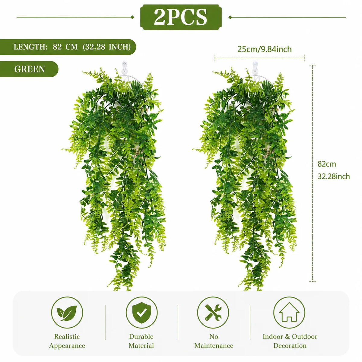 plantes artificielles feuilles vertes vigne moderne décoration murale extérieur accrochées 85cm