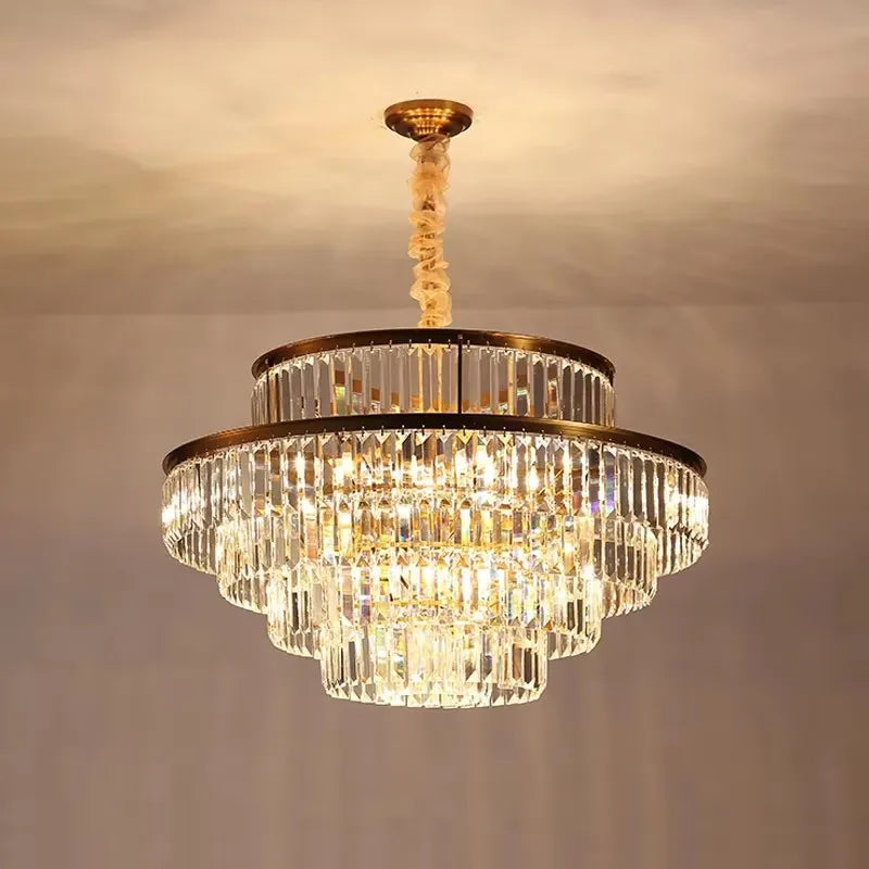 lustre classique doré cristal led 4000k 3000k 6000k transparent salon chambre