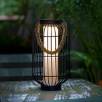 lanterne vintage rustique cage métallique corde noir toile blanche extérieure imperméable éclairage public led