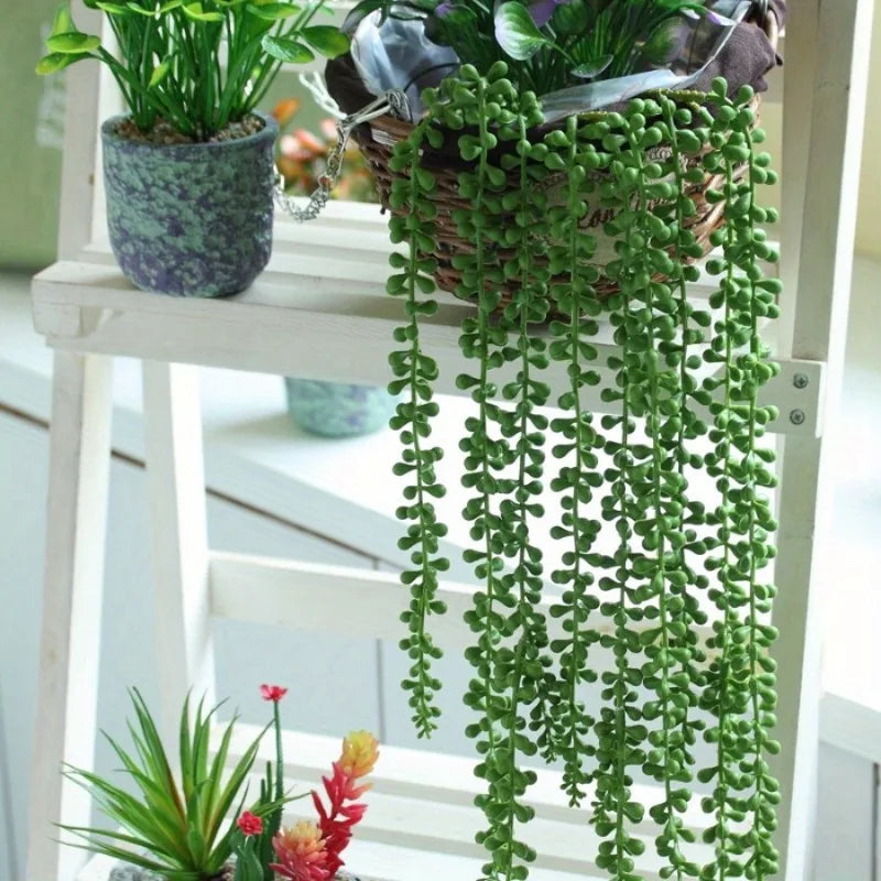plantes artificielles feuilles rondes branche verte extérieur décoration étagère pots fleurs