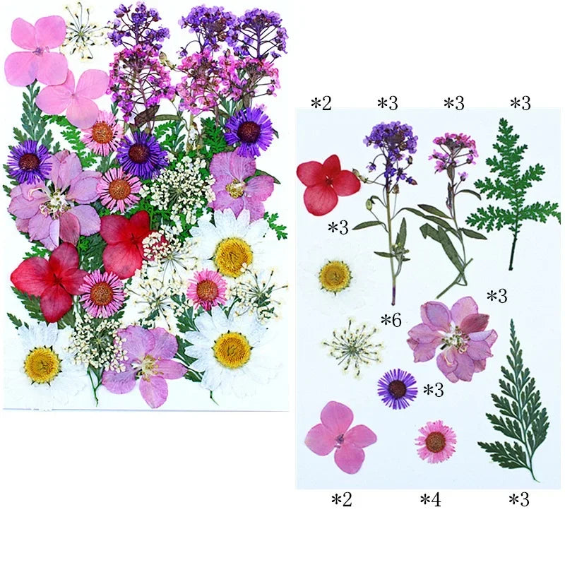 fleurs séchées composition artisanale violet bleu rose blanc vert décoration uv epoxy fills bijoux