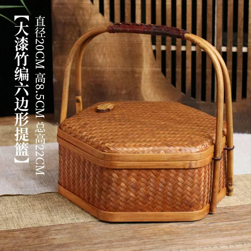 panier thé marron clair tissage rotin poignée traditionnel théière tasses blancs