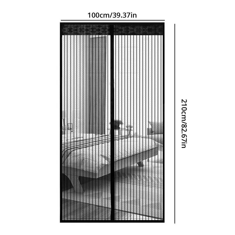 rideau moustiquaire magnétique noir maille fine moderne clips fixation 100cm 210cm