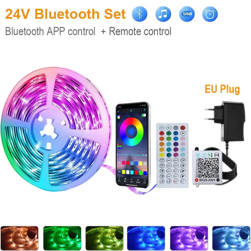 ruban led multicolore adhésif synchronisation musicale télécommande application moderne chambre