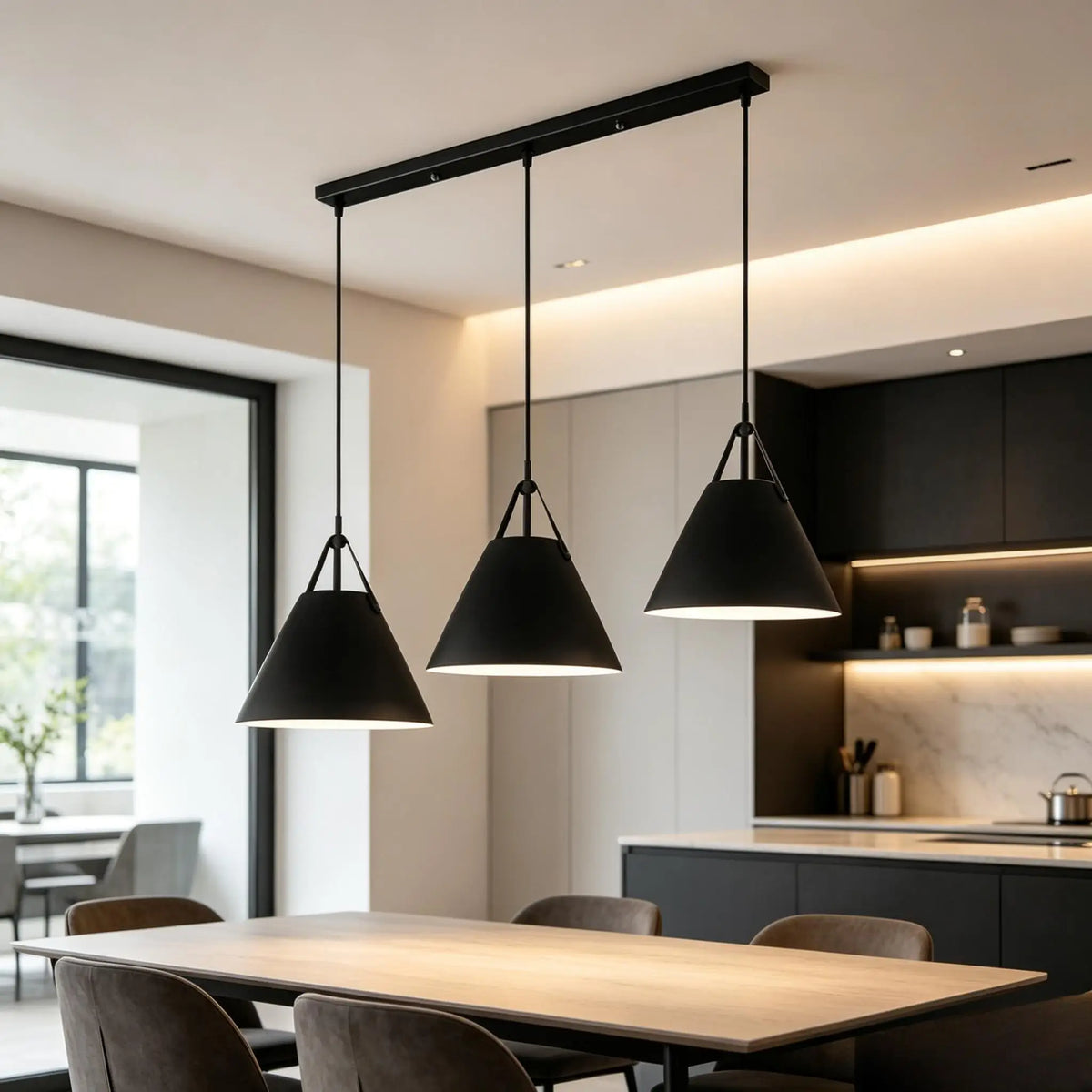 suspension conique moderne opaque alliage noir blanc salon chambre restaurant
