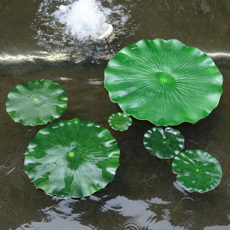 feuilles lotus artificielles extérieures decoration jardin fleur eau verte réalisteextérieur exposition sol