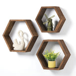 étagères murales hexagonales bois naturel moderne minimaliste protection mousse inclusion montage intégré salon.storage