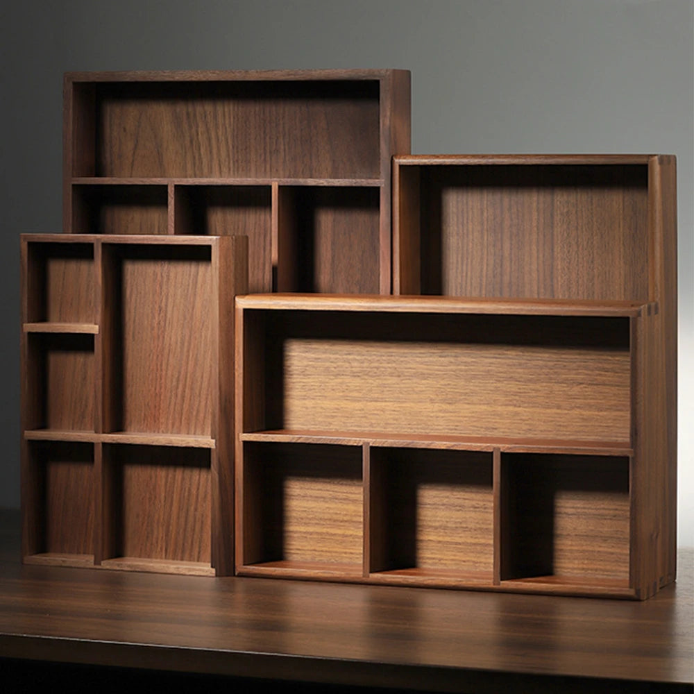boîtes rangement bois moderne plateau thé tasses théière bijoux minimaliste
