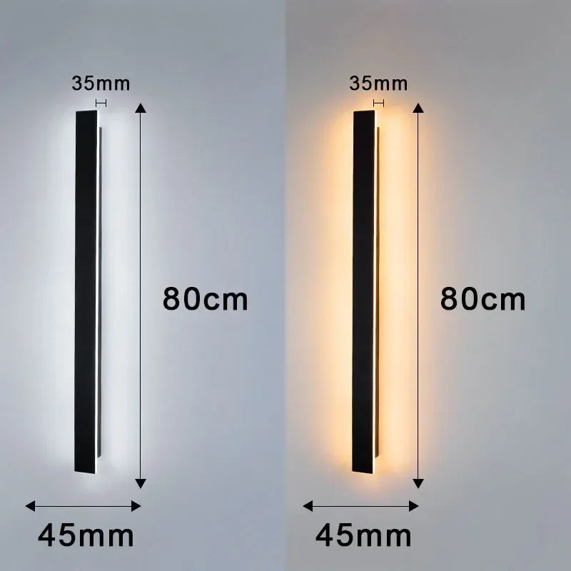 lampe murale led moderne noire frosted 40cm 60cm 80cm 100cm 120cm